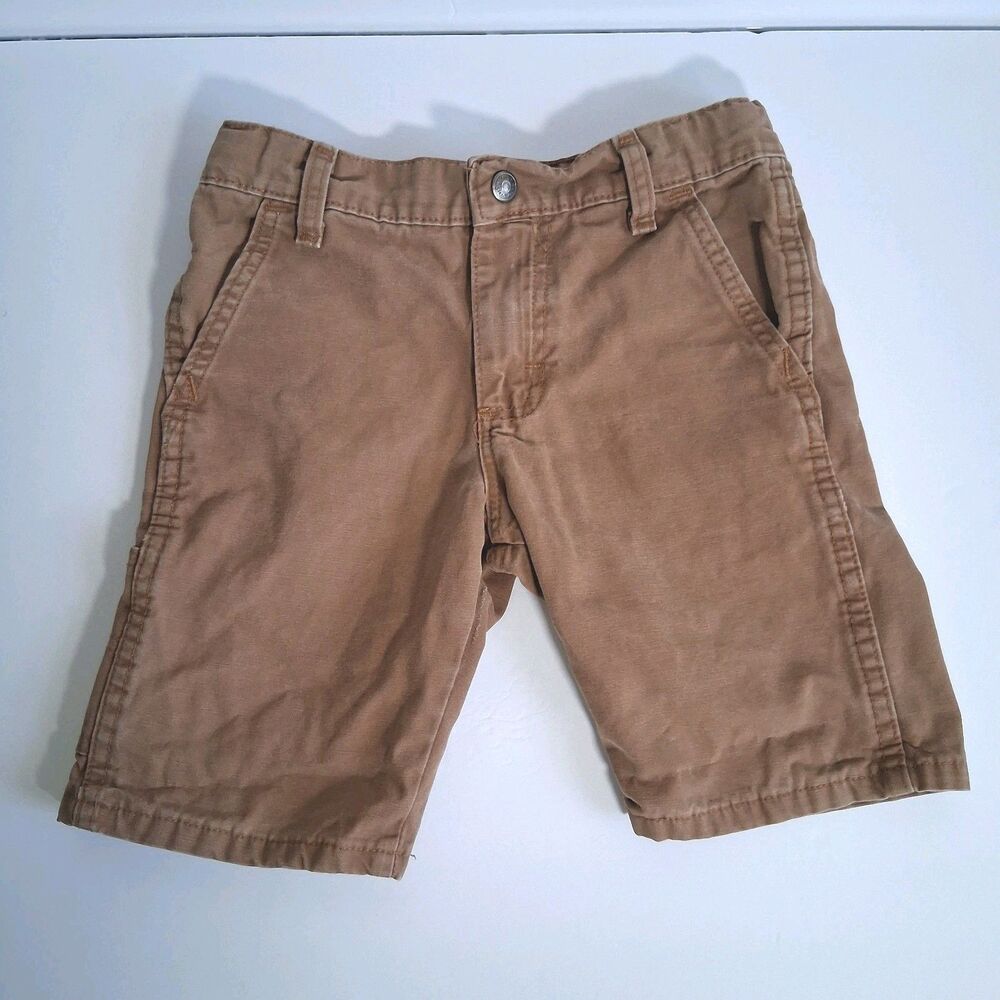 Wrangler Carpenter Shorts Boy Size 7 Tan Adjustable Waist Jorts 5 Pocket Utility